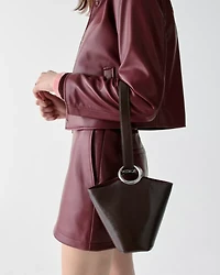 Halo Glazed Leather Mini Bucket Bag