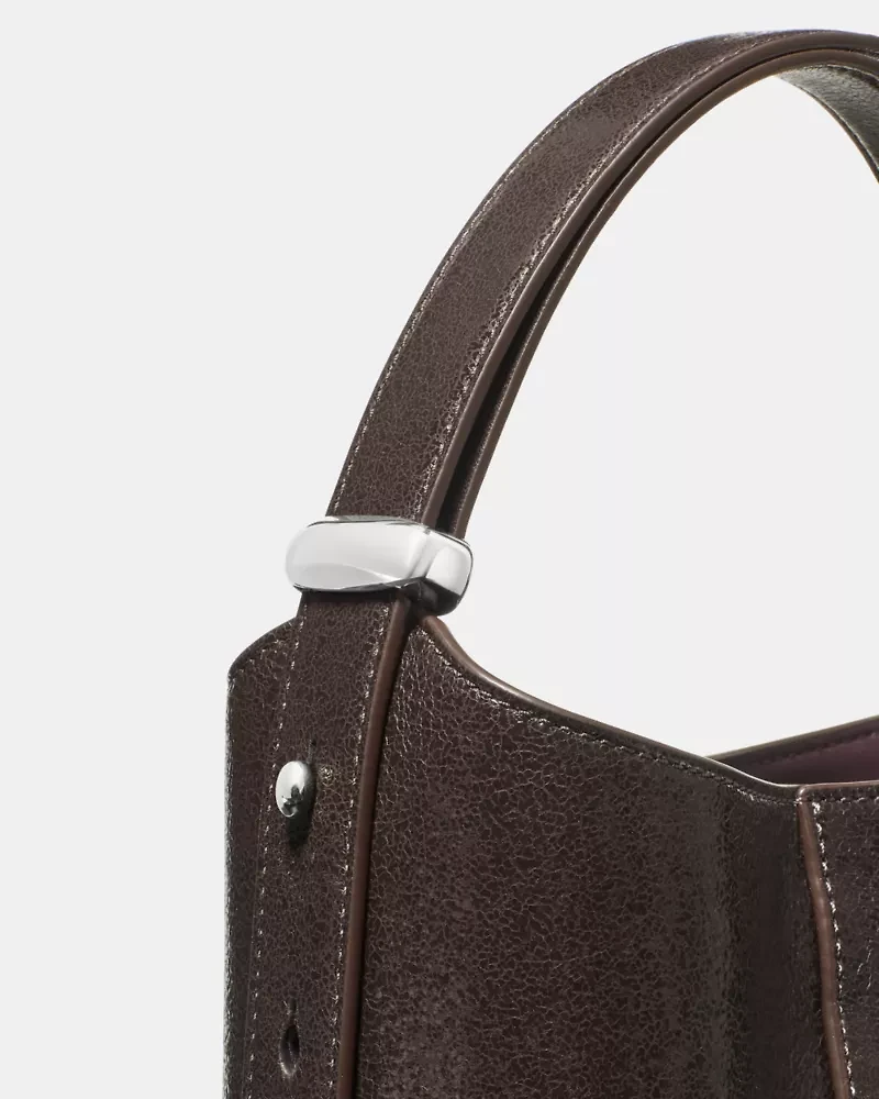 Halo Glazed Leather Mini Bucket Bag