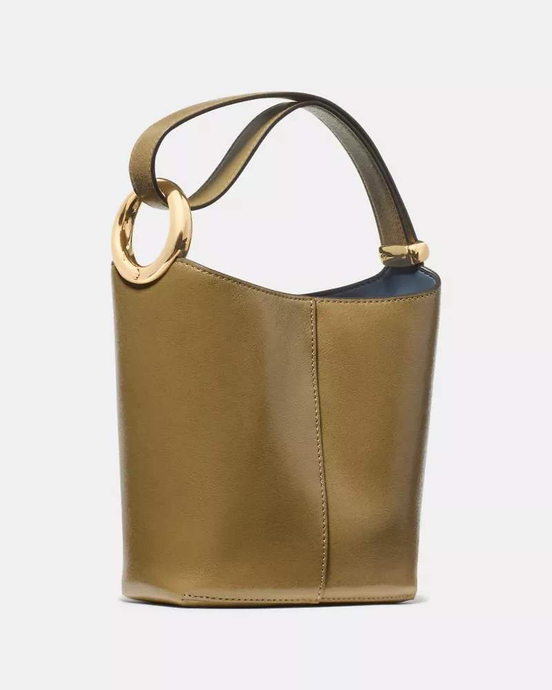 Halo Glazed Leather Mini Bucket Bag