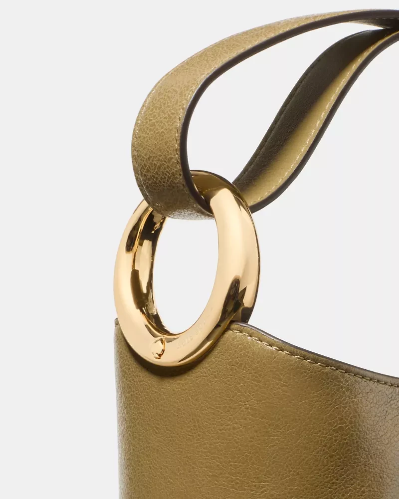 Halo Glazed Leather Mini Bucket Bag