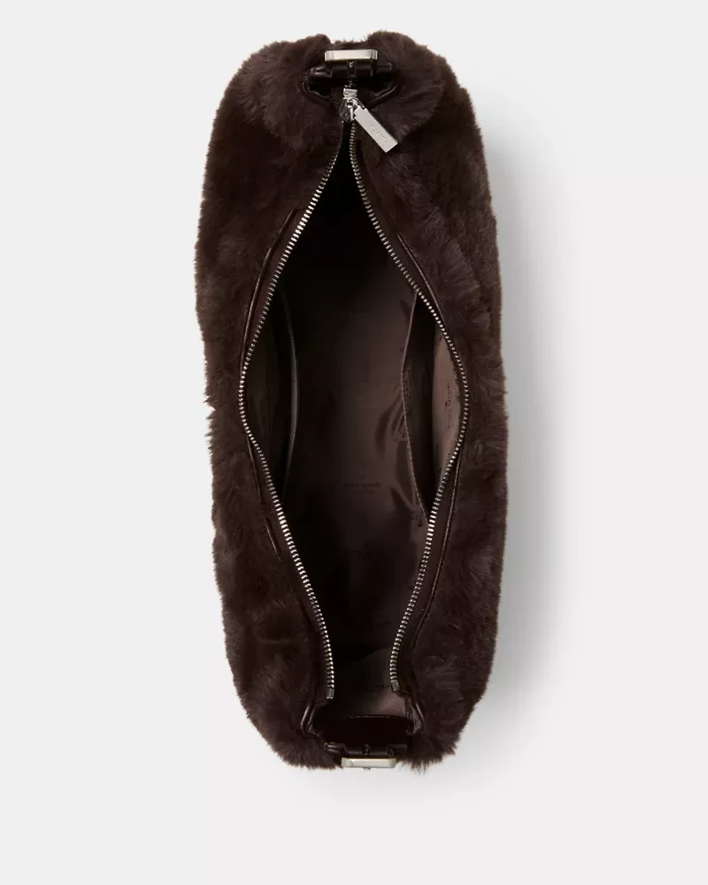 Nova Faux Fur Large Crescent Shoulder Bag