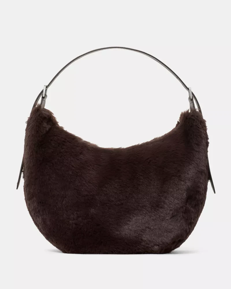 Nova Faux Fur Large Crescent Shoulder Bag