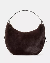 Nova Faux Fur Large Crescent Shoulder Bag
