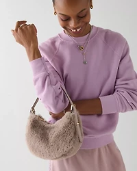 Nova Faux Fur Small Crescent Shoulder Bag