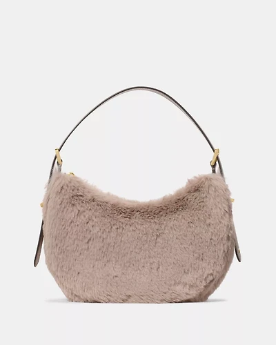 Nova Faux Fur Small Crescent Shoulder Bag