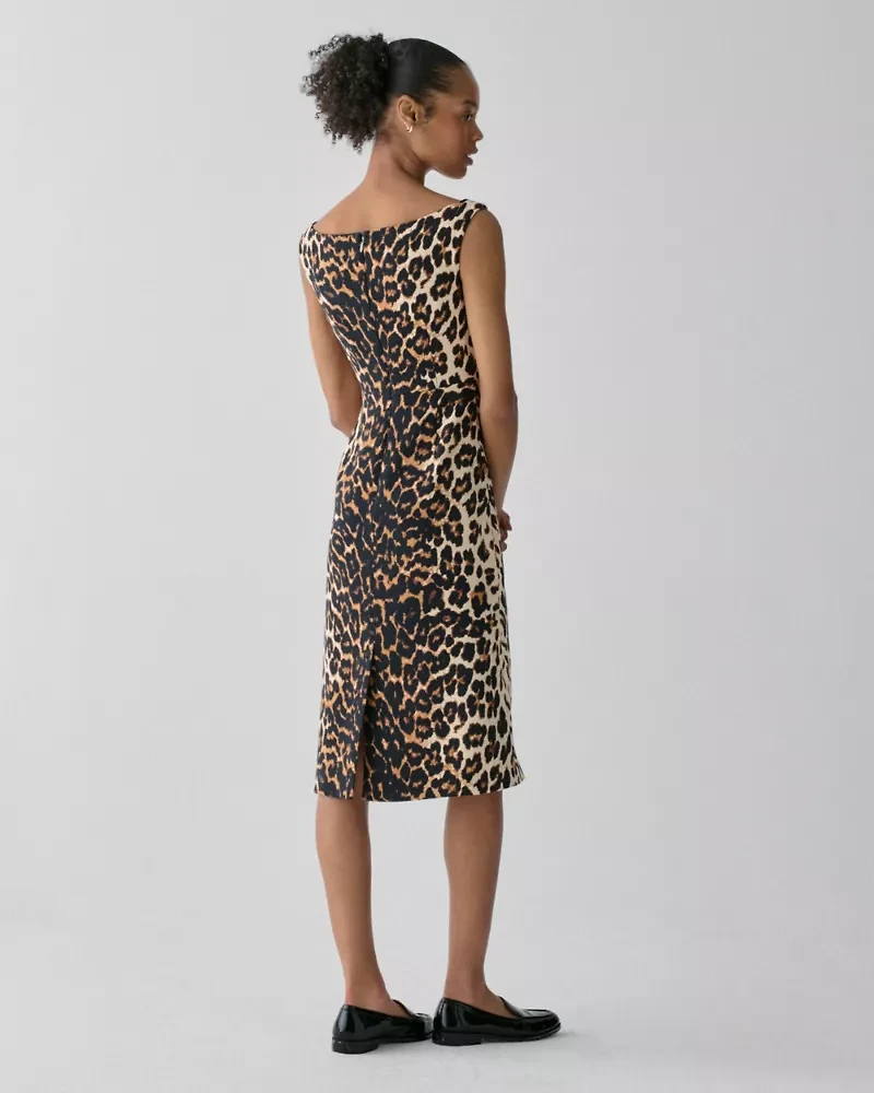 Leopard V-neck Midi Dress