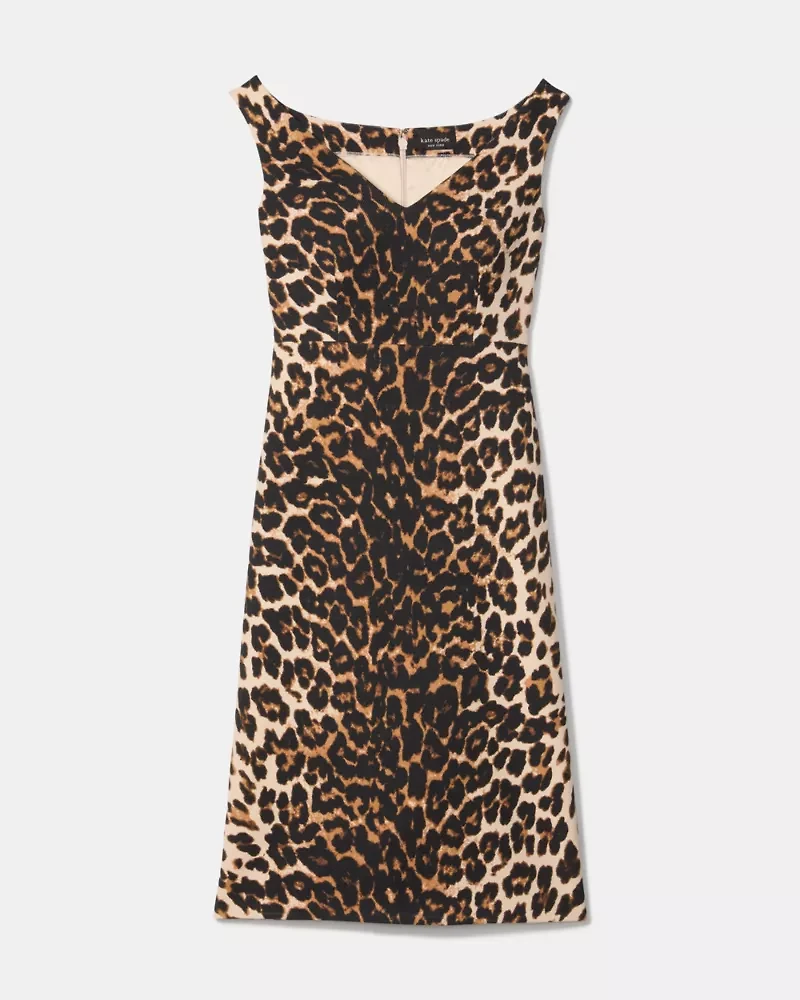 Leopard V-neck Midi Dress