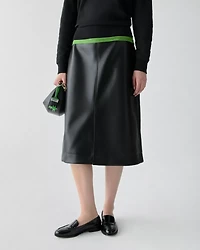 Faux Nappa Midi Skirt