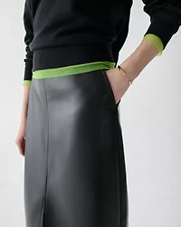 Faux Nappa Midi Skirt