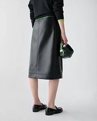 Faux Nappa Midi Skirt