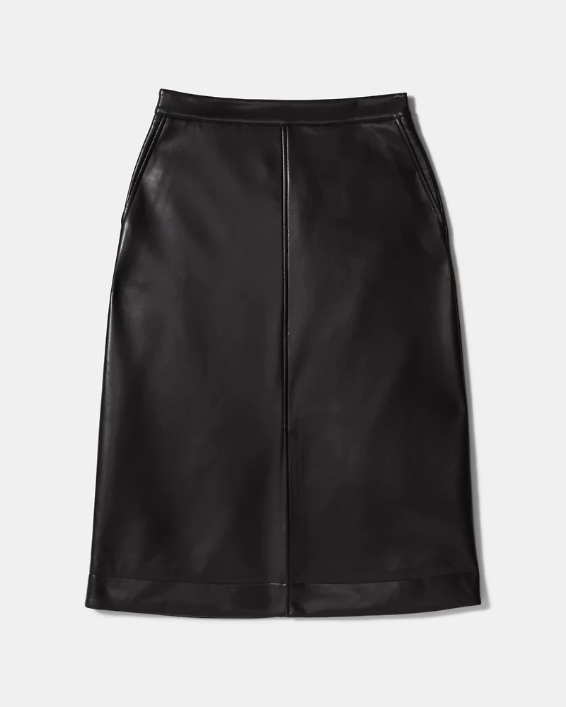 Faux Nappa Midi Skirt
