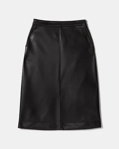 Faux Nappa Midi Skirt