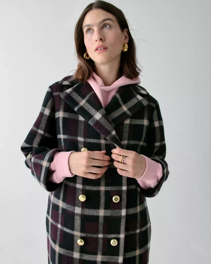 Plaid Double Breasted Coat