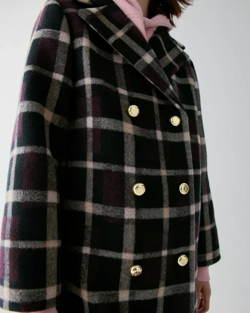 Plaid Double Breasted Coat