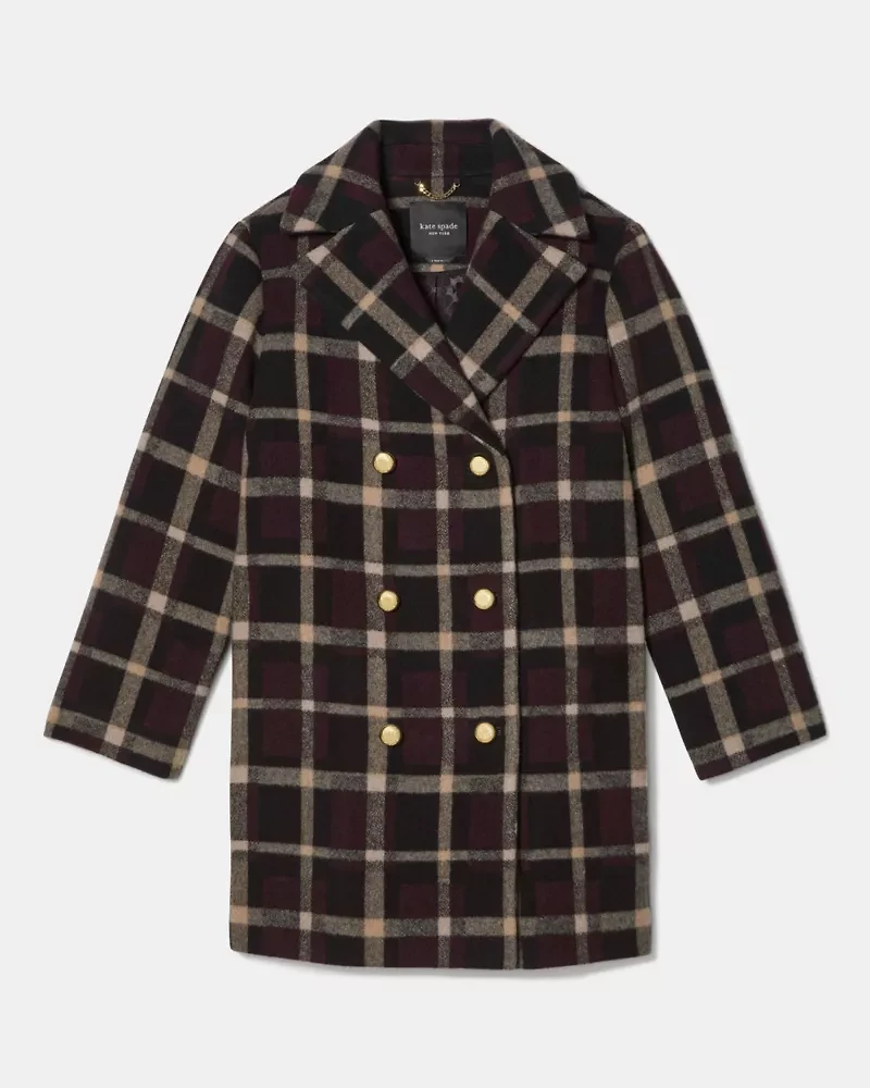 Plaid Double Breasted Coat