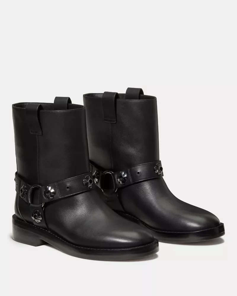 Spade Flower Stud Moto Boot