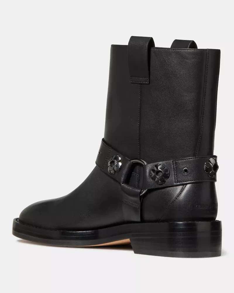 Spade Flower Stud Moto Boot