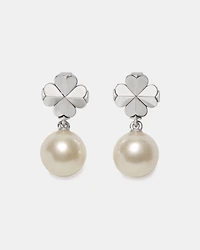 Spade Flower Pearl Drop Earrings
