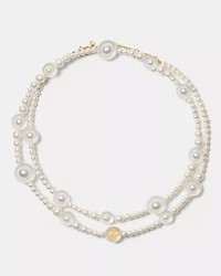 Spade Flower Pearl Long Statement Necklace