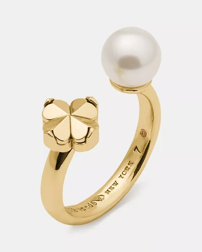 Spade Flower Pearl Ring