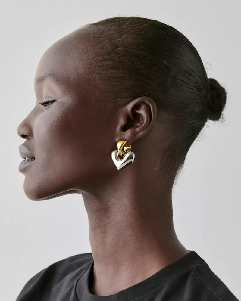 Sculpted Spade Statement Drop Huggies