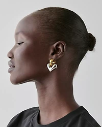 Sculpted Spade Statement Drop Huggies