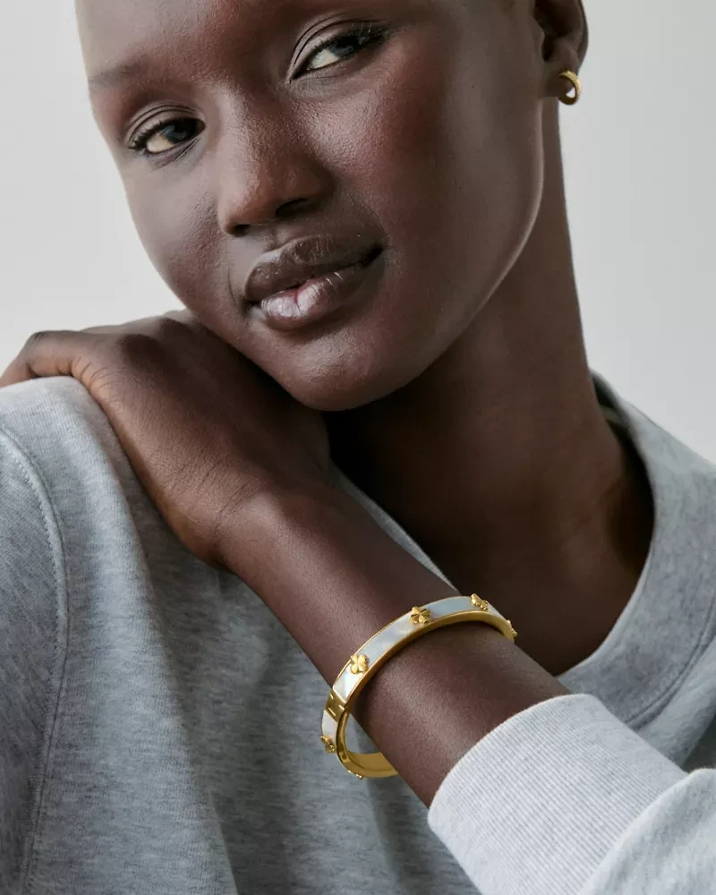 Spade Flower Hinged Bangle