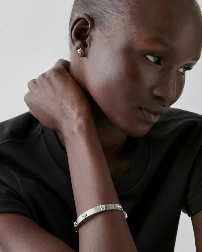 Spade Flower Hinged Bangle