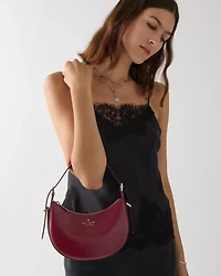 Nova Textured Patent Leather Small Crescent Shoulder Bag