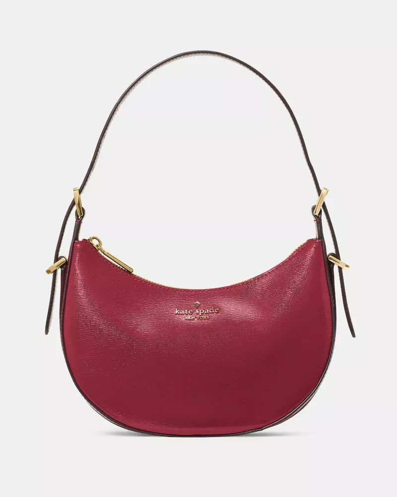 Nova Textured Patent Leather Small Crescent Shoulder Bag