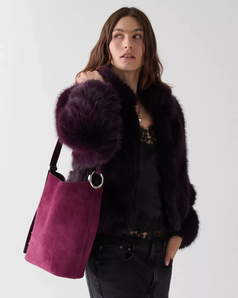 Halo Suede Bucket Bag