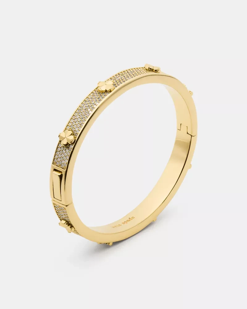 Spade Flower pave hinge bangle