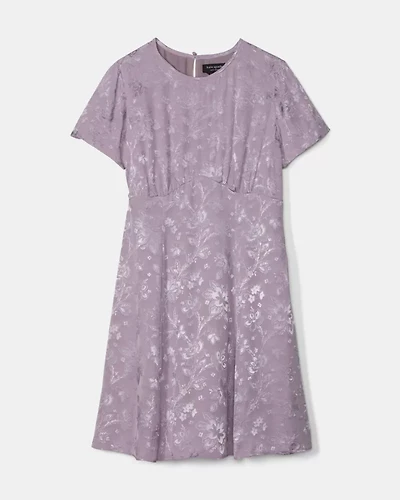 Fluid Jacquard Empire Waisted Mini Dress