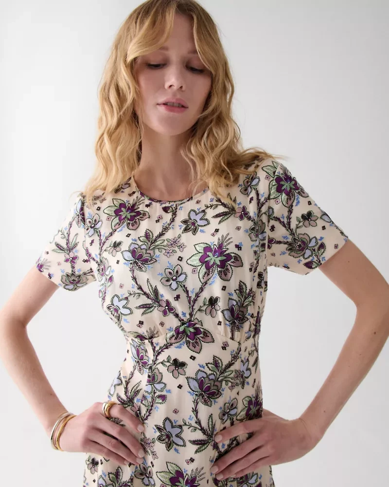 Satin Devore Empire Waisted Mini Dress