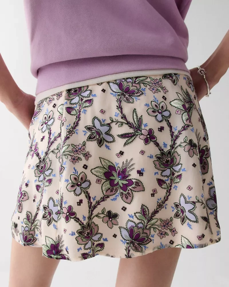 Satin Devore Mini Skirt