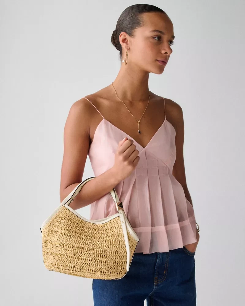 Deco Straw Small Tulip Tote Bag