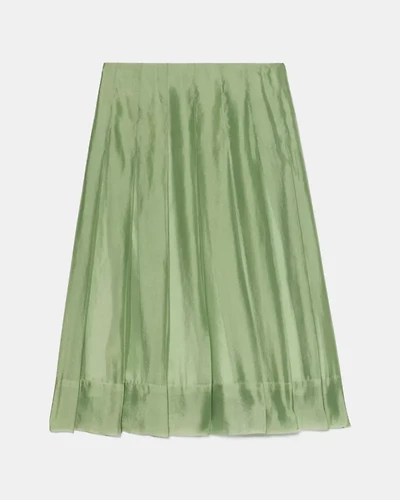 Crinkled Organza Pleated Skirt