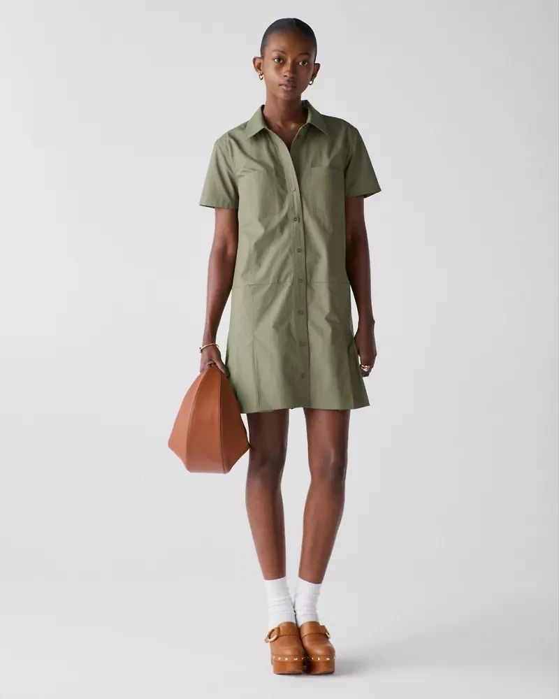 Pleated Utility Shirtdress