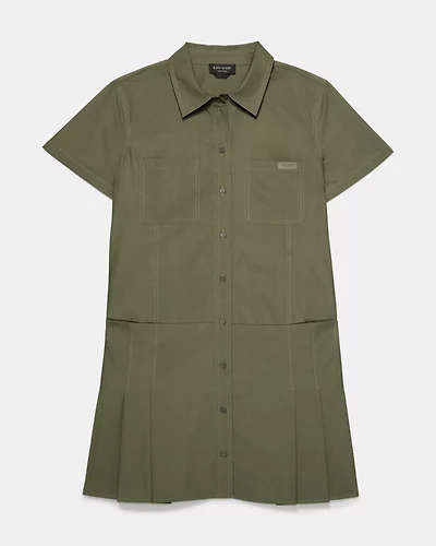 Pleated Utility Shirtdress