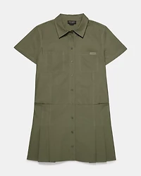 Pleated Utility Shirtdress