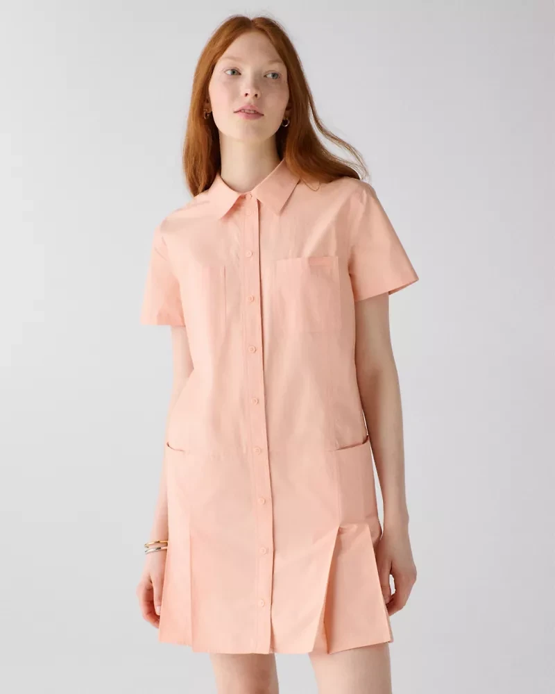 Pleated Utility Shirtdress