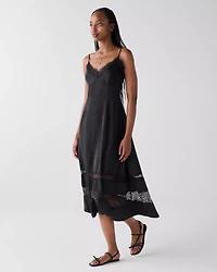 Lace Trim Satin Slip Dress