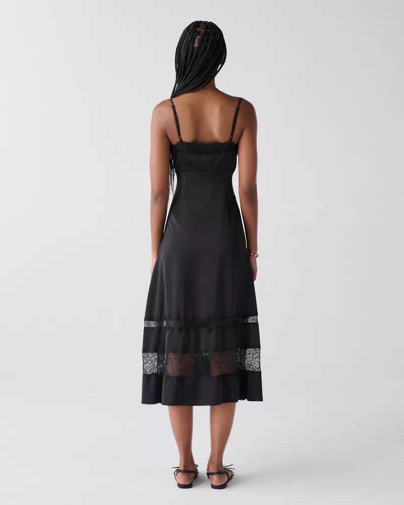 Lace Trim Satin Slip Dress