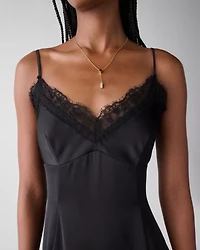 Lace Trim Satin Slip Dress