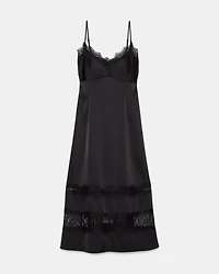 Lace Trim Satin Slip Dress