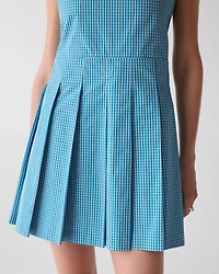 Gingham Open Back Pleated Dress