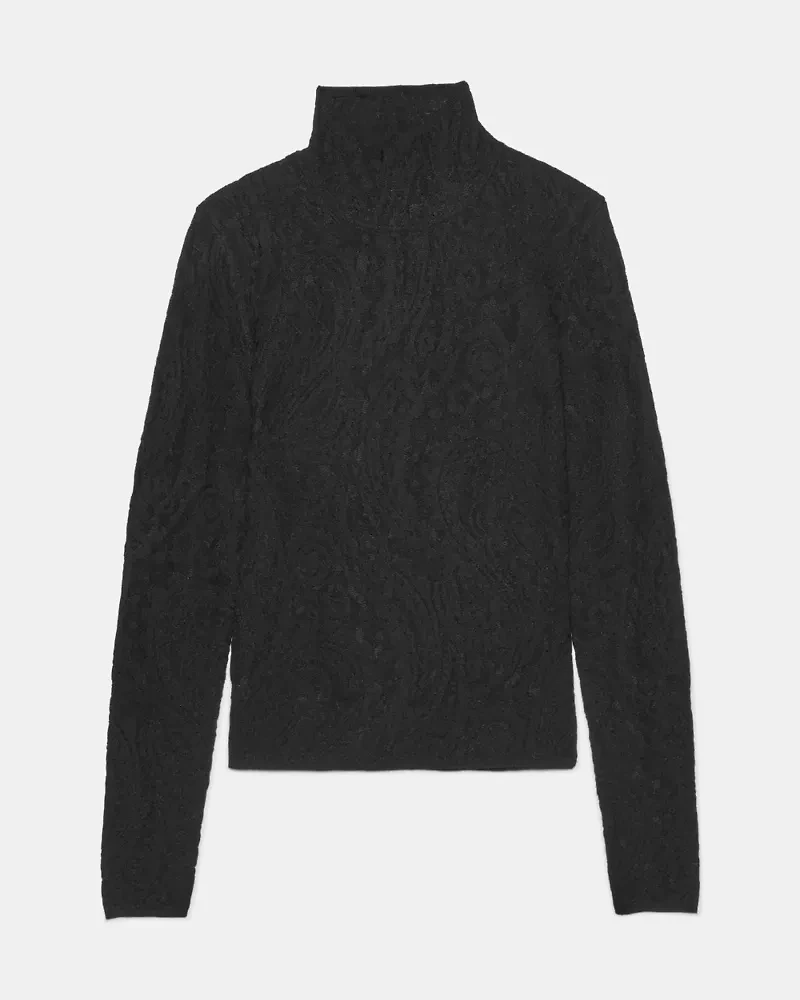 Lace Knit Turtleneck Top