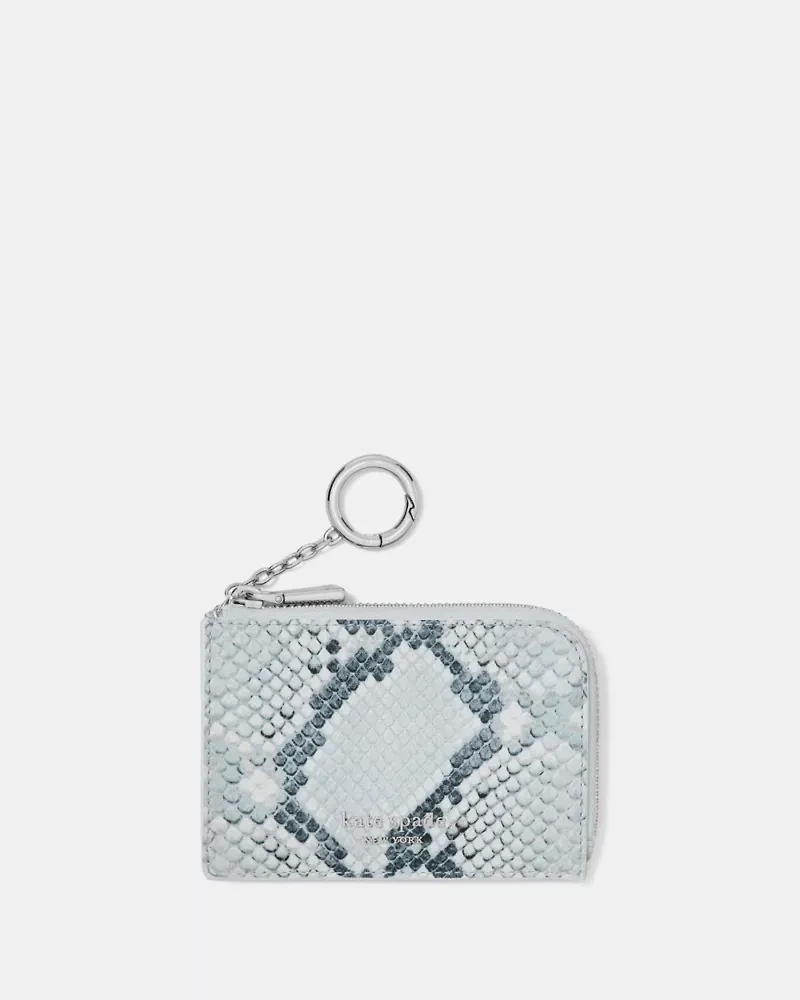 Snake Embossed Mini Zip Card Case