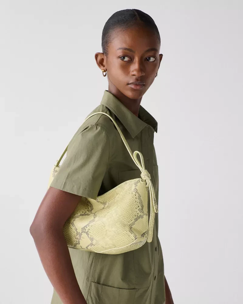 Loop Snake Embossed Shoulder Bag