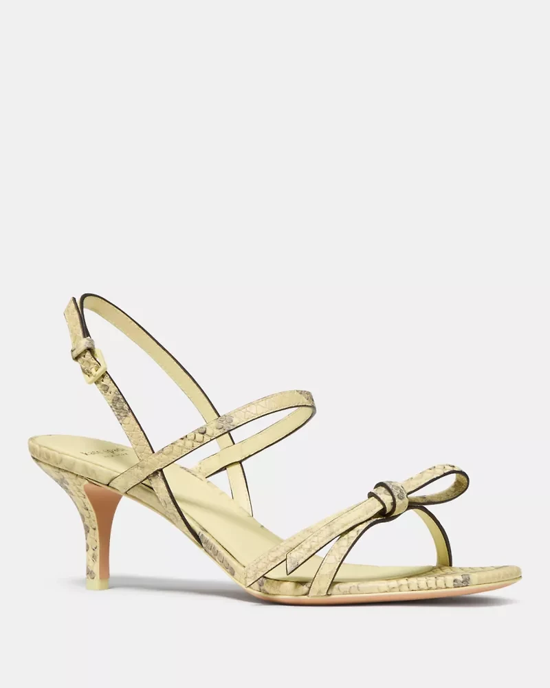 Loop Snakeskin Kitten Heel Sandals